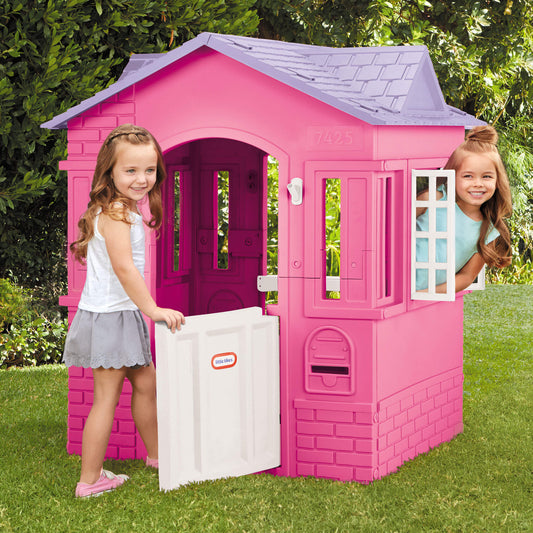 Cape Cottage Playhouse Pink – Indoor & Outdoor Playhouse with Working Door and Shutters