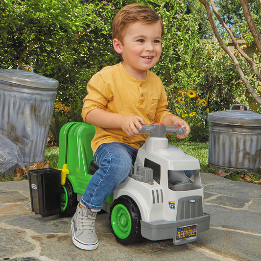 Dirt Digger Garbage Scoot Ride-On, Realistic Garbage Truck with Working Trash Bin & Storage