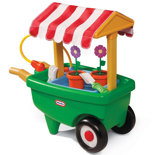 2-in-1 Garden Cart & Wheelbarrow – Gardening Playset with Planting Tray, Water Sprinkler & Transformable Design