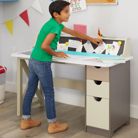 2-in-1 Chalkboard Desk – Wooden Desk with Magnetic Chalkboard, Storage, and Modern Design
