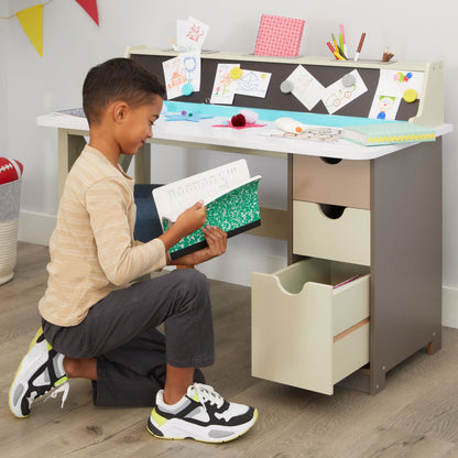 2-in-1 Chalkboard Desk – Wooden Desk with Magnetic Chalkboard, Storage, and Modern Design